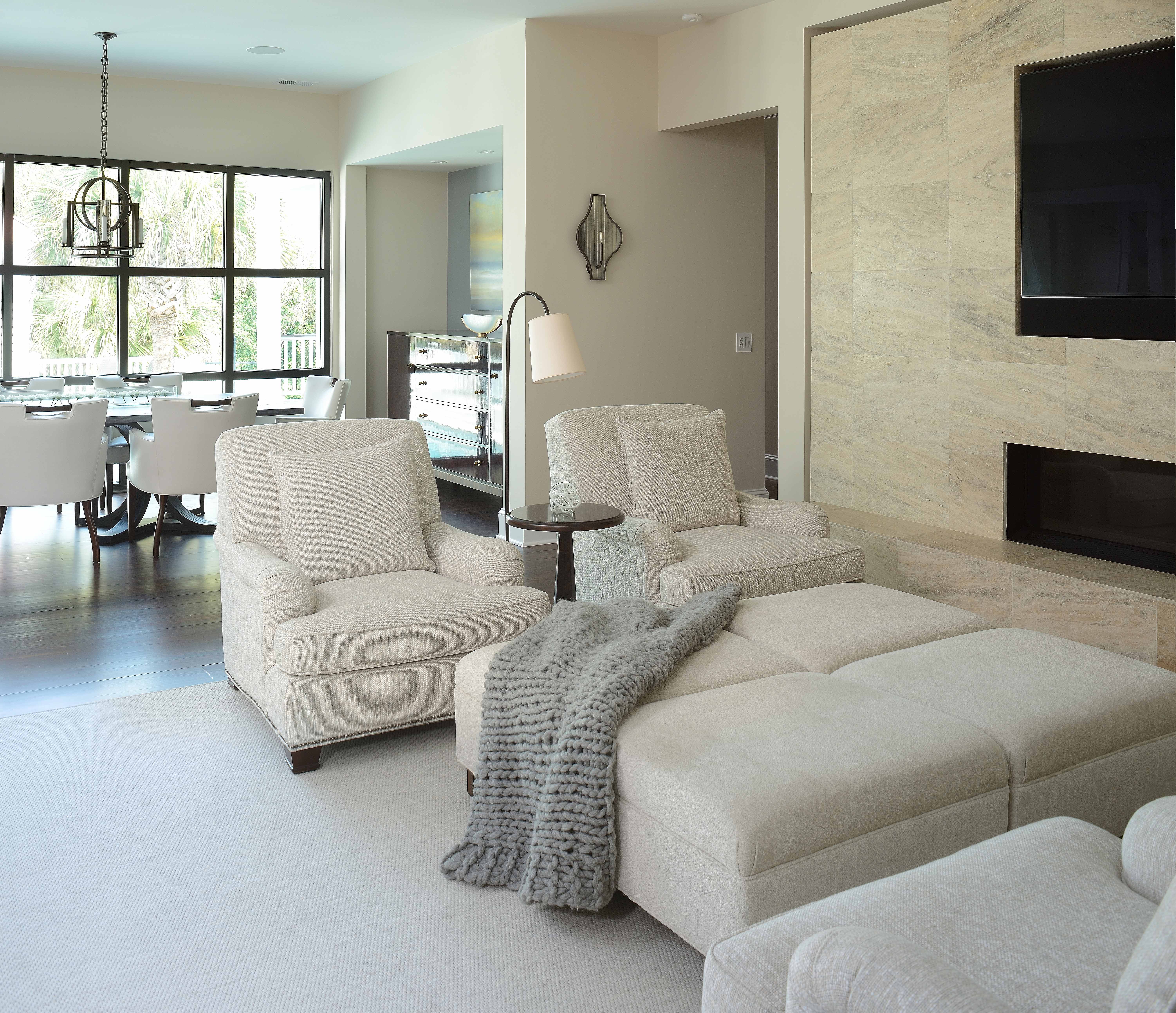 From formal to contemporary modern, living room renovation on Sullivan's Island