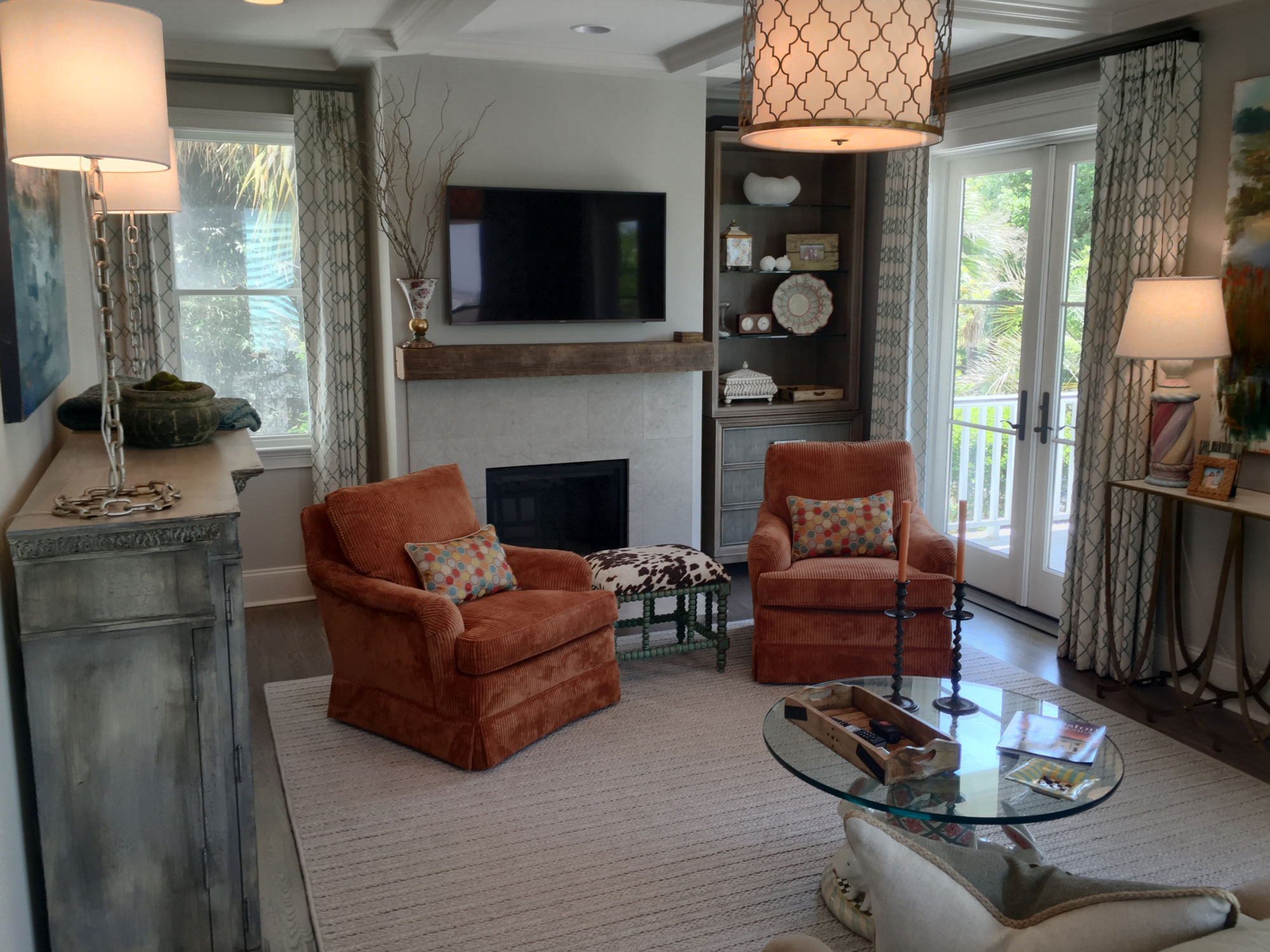 Renovated living room on Sullivan's Island