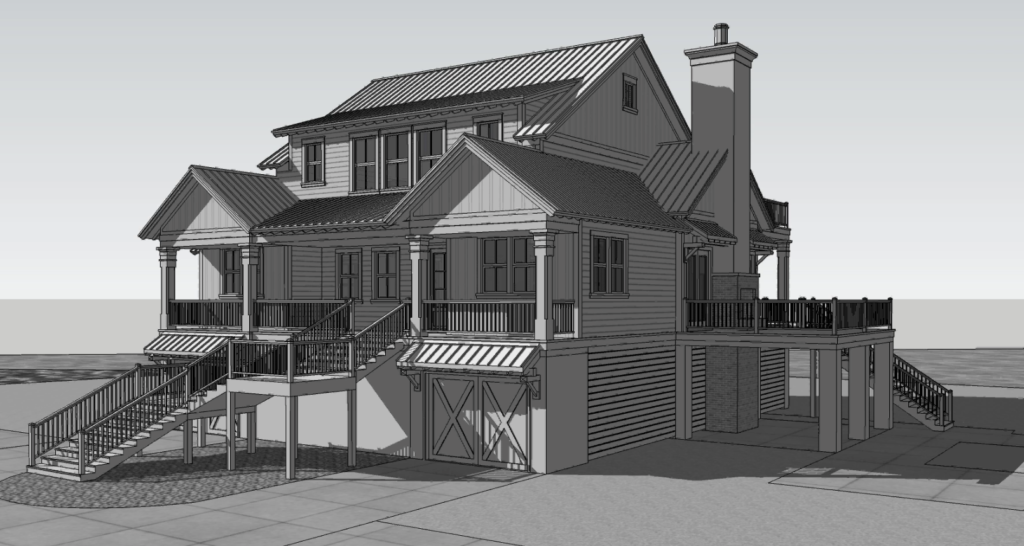 3D rendering of waterfront home by Swallowtail Architecture