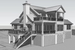 Rear, 3D view of new home design