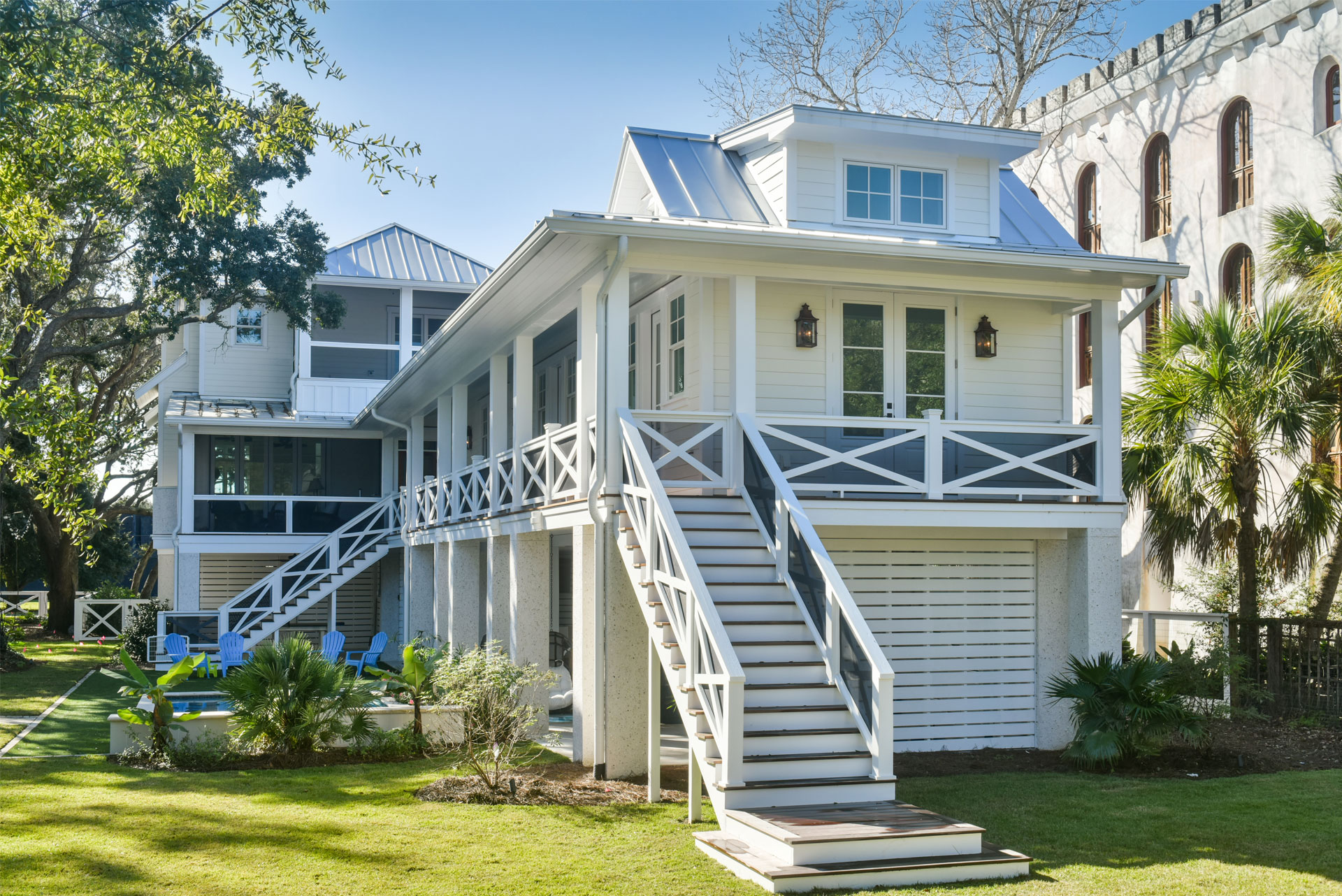 Sullivan's Island home with unique front and year yard road frontage designed by Rachel Burton of Swallowtail Architecture