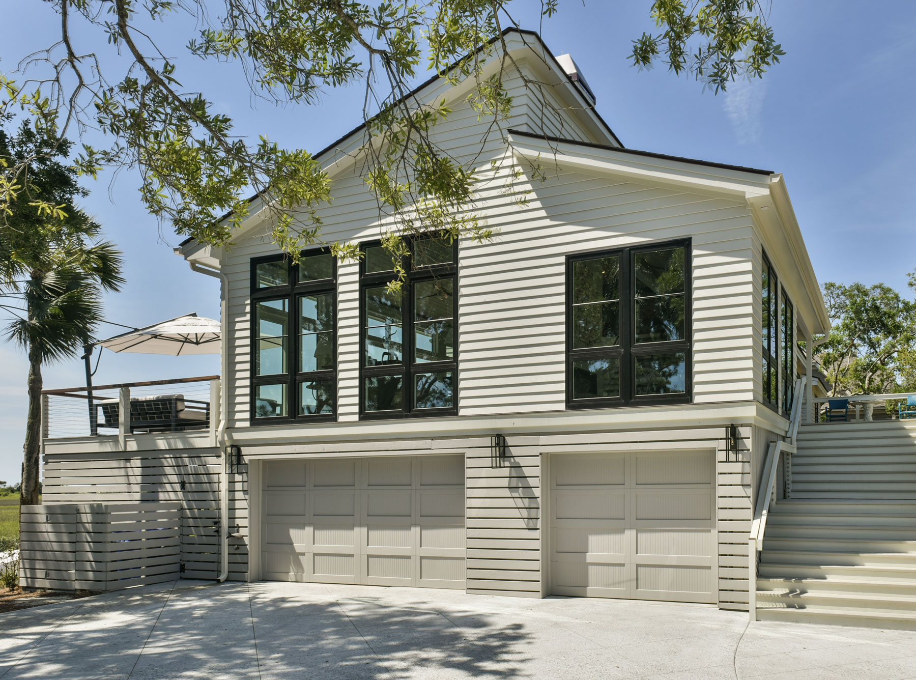 After photo of newly renovated coastal modern Seabrook Island Home updated from the 1990s