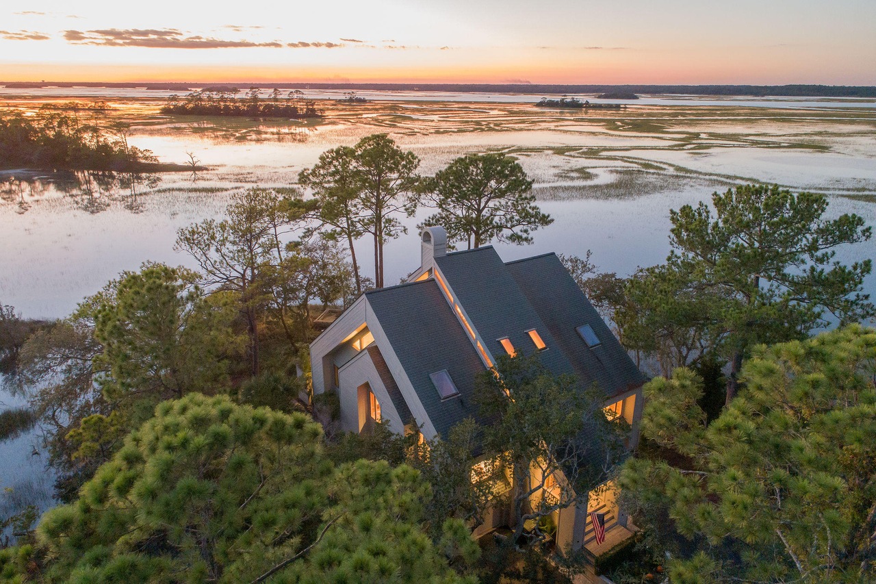 Kiawah Island Home before renovation of 1980s contemporary with stunning marsh views