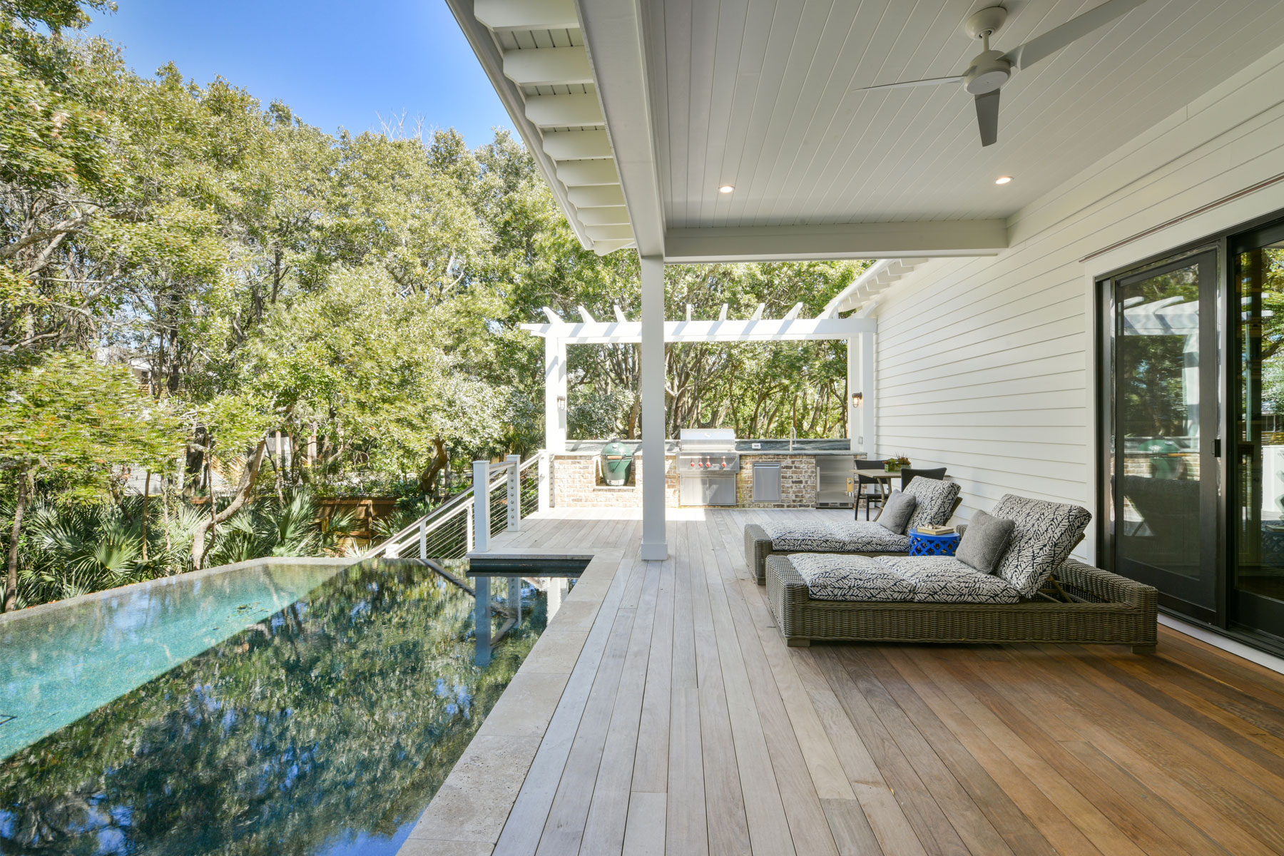 Covered porch with poolside deck