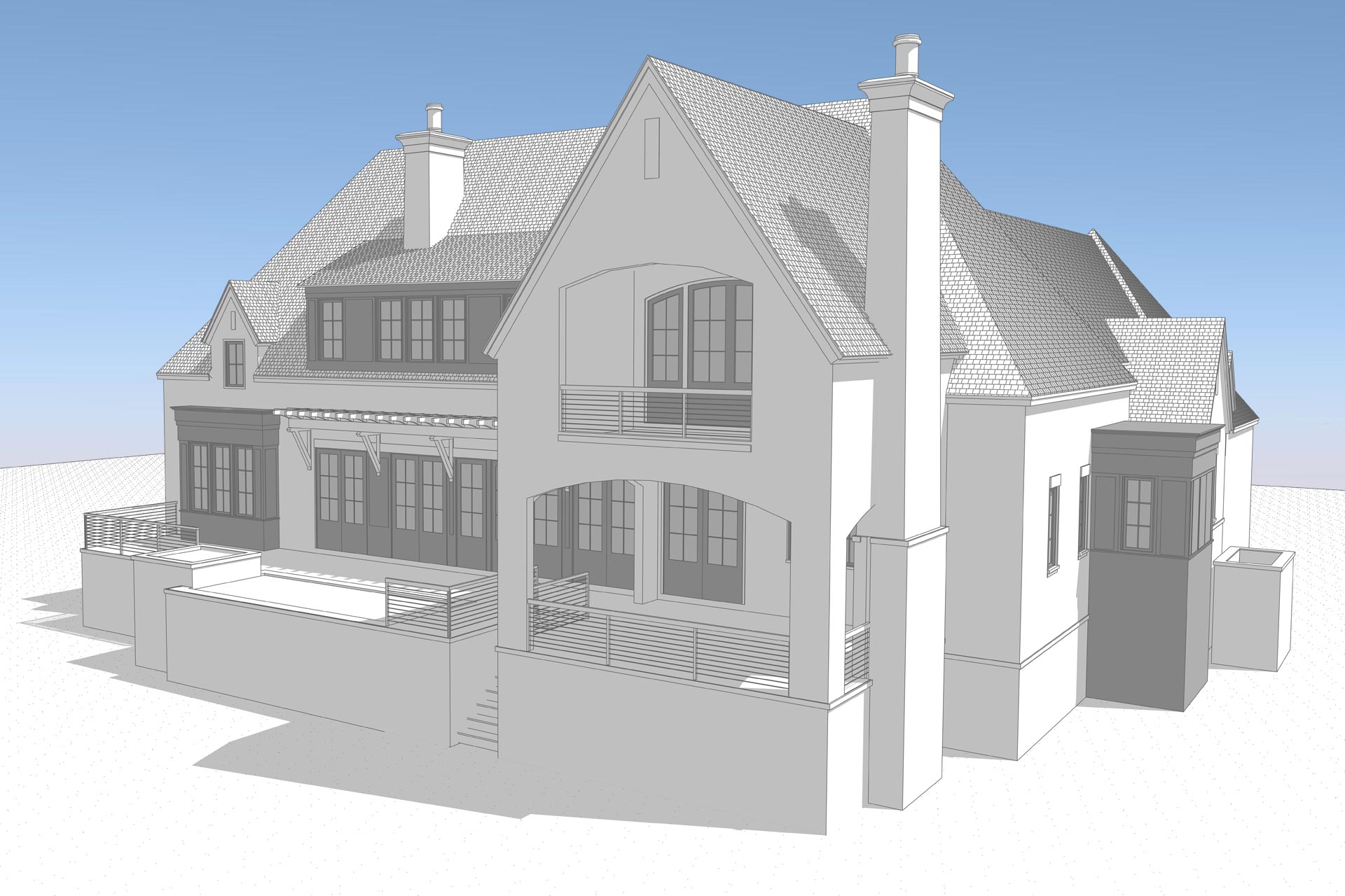 Design rendering for classic, European-inspired coastal home in Cassique on Kiawah