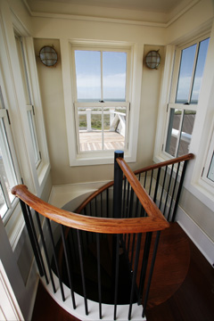 Curved staircase in cupola