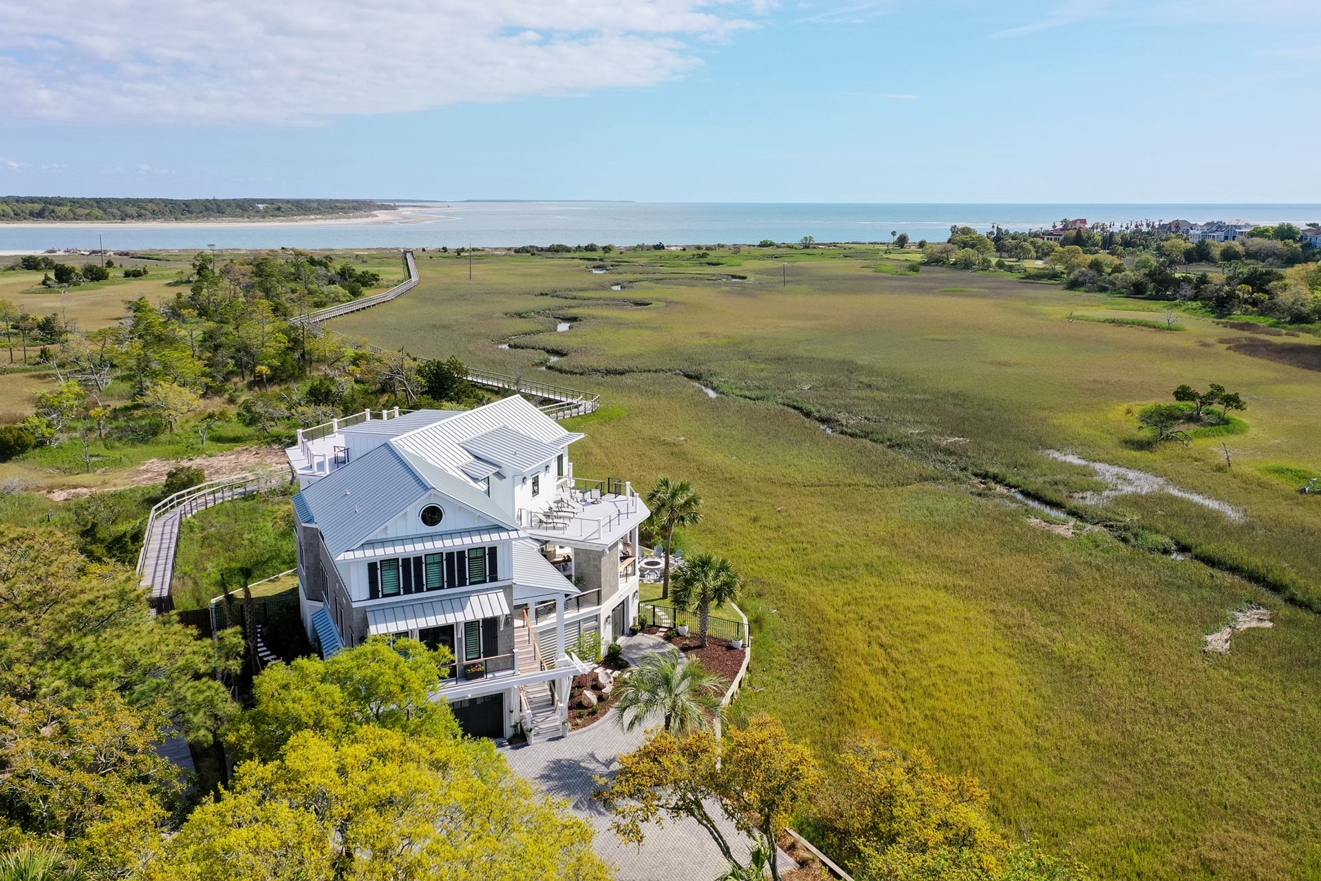 Custom designed home on the coast of South Carolina with unique ocean and marsh views