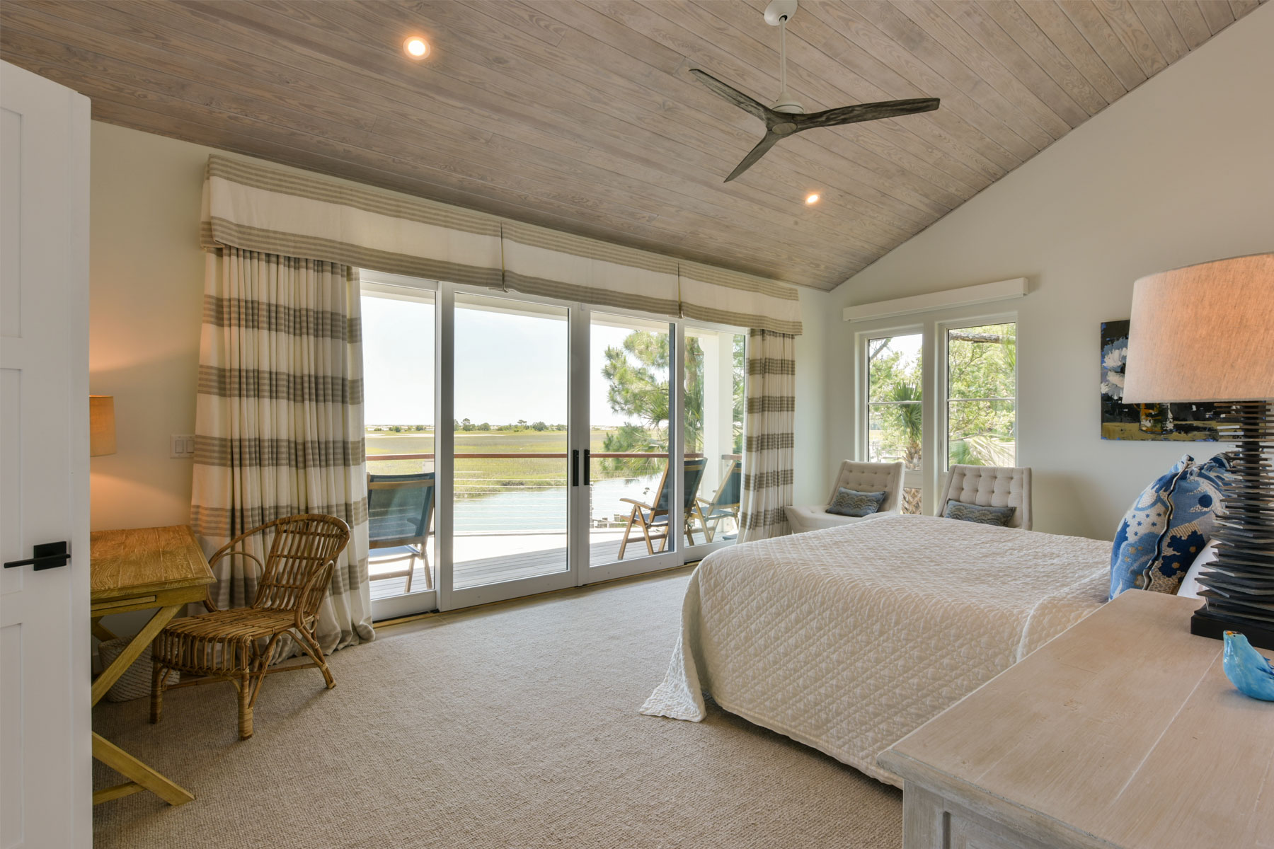 Renovated master bedroom with waterway view