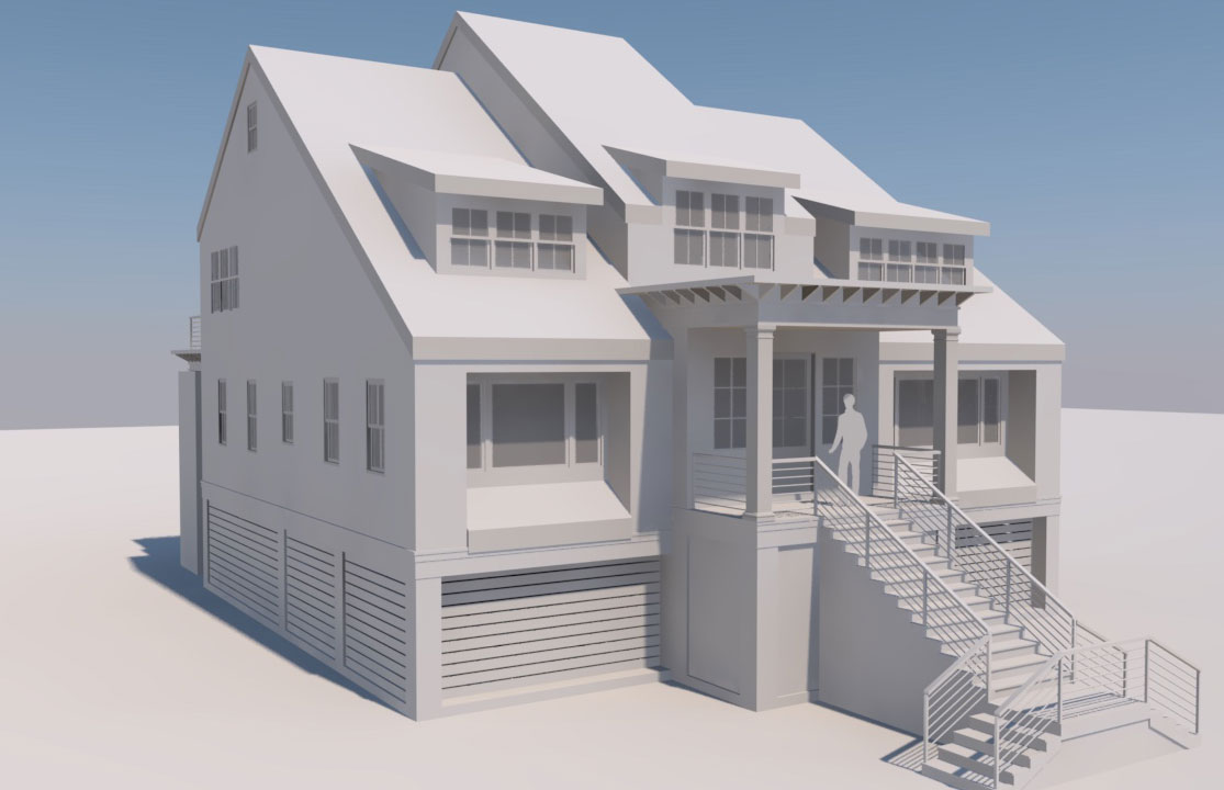 Proposed front elevation view of Kiawah Island Home Renovation