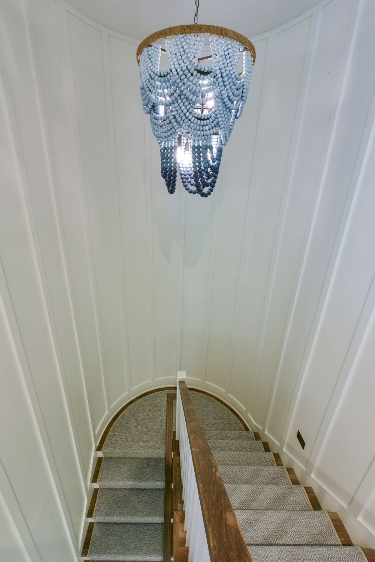 Curved staircase in architect designed home on Sullivan's Island