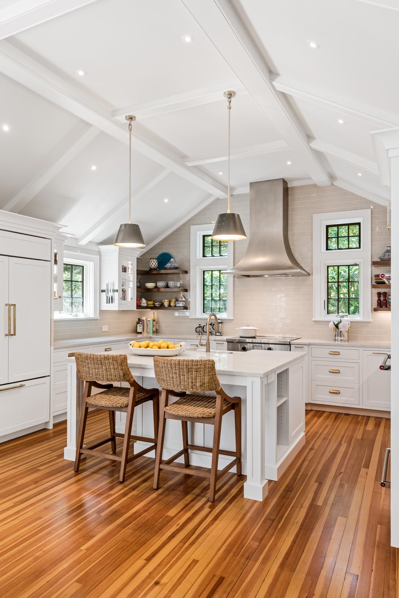 New coastal modern kitchen in renovated cottage in North Charleston